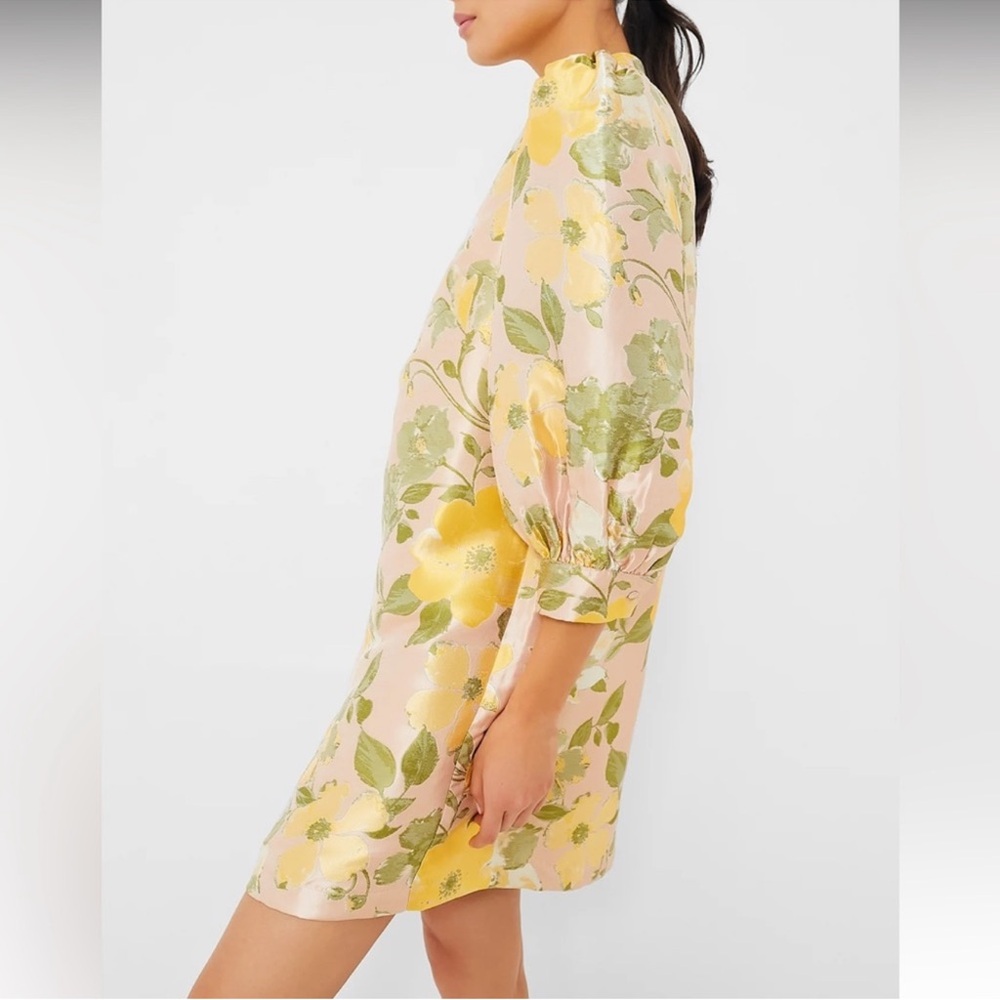 Pomander Place Floral Mini Dress - Yellow and Green